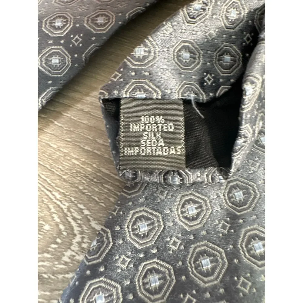 Fumagallis Uomo Lot of 2 Ties- Gray‎ Geometrical Designs and Tan- 100% Silk- EUC